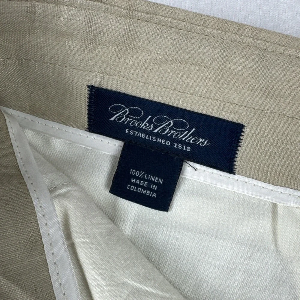 Brooks Brothers Mens Beige 100% Linen Mens Pants fits 36*26 lightweight